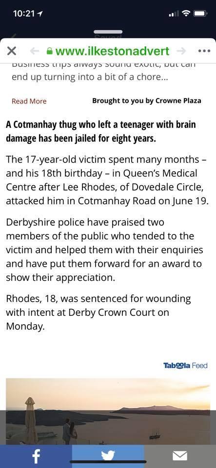 Ilkeston Thug who was released early from an 8 year sentence for violence gets 16 years for a further offence!